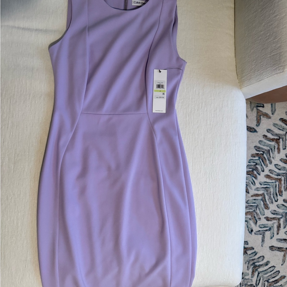 Calvin Klein Purple Sheath Midi Dress for Weddings